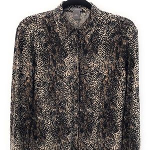 Ann Taylor Cheetah Animal Print Long Sleeve Sz MP